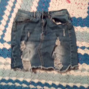 Jean Skirt With Rips